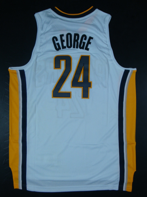 NBA Indiana Pacers 24 Paul George New Revolution 30 Swingman Home White Jerseys